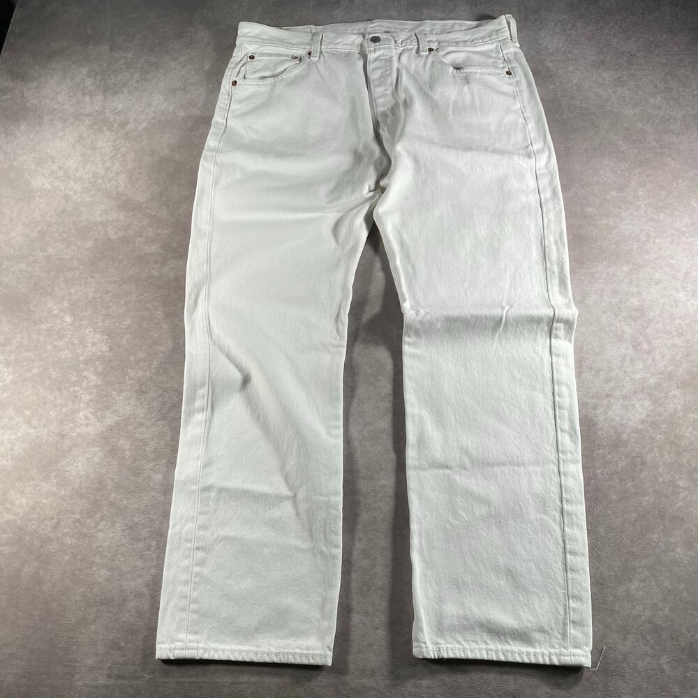 Vintage Levi’s 501 Button Fly White Denim Jeans 36x28 - Picture 2 of 8